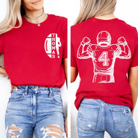 Personalized Football Shirt, Custom Name Football Shirt, Quarterback Silhouette Tee, Front Back