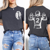 Personalized Football Shirt, Custom Name Football Shirt, Quarterback Silhouette Tee, Front Back