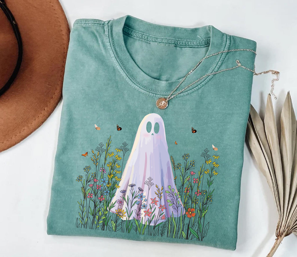 Cute Ghost in Wildflowers Shirt
