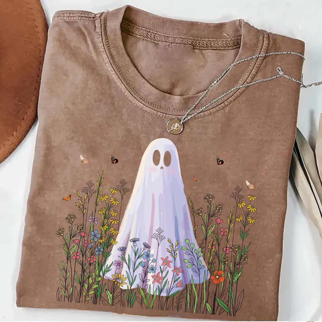 Cute Ghost in Wildflowers Shirt
