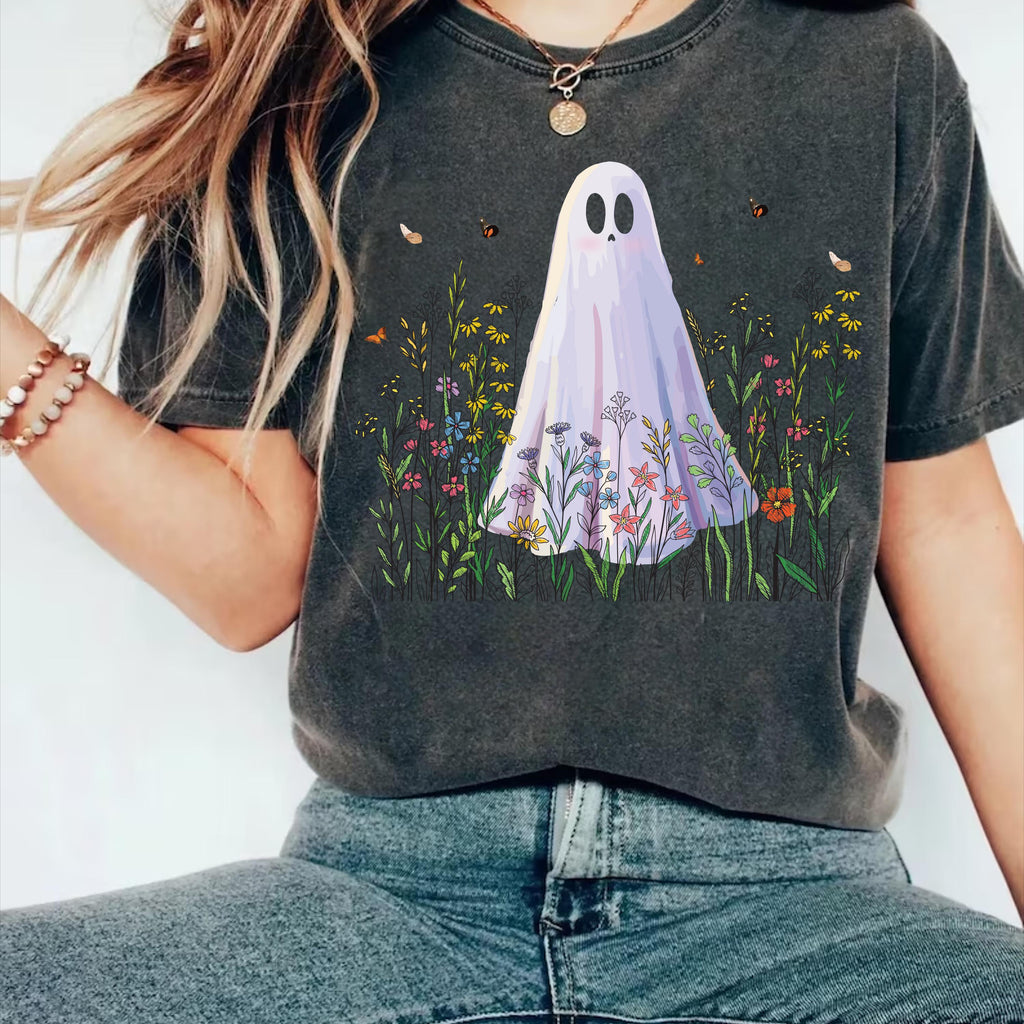 Cute Ghost in Wildflowers Shirt