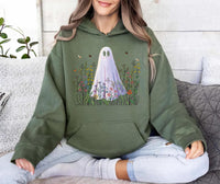 Cute Ghost in Wildflowers Hoodie