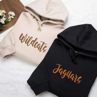 Custom Embroidered Team Name Hoodie, School Mascot Sweatshirt, Personalized Mascot Shirt, Custom Spirit Wear Long Sleeve Shirt