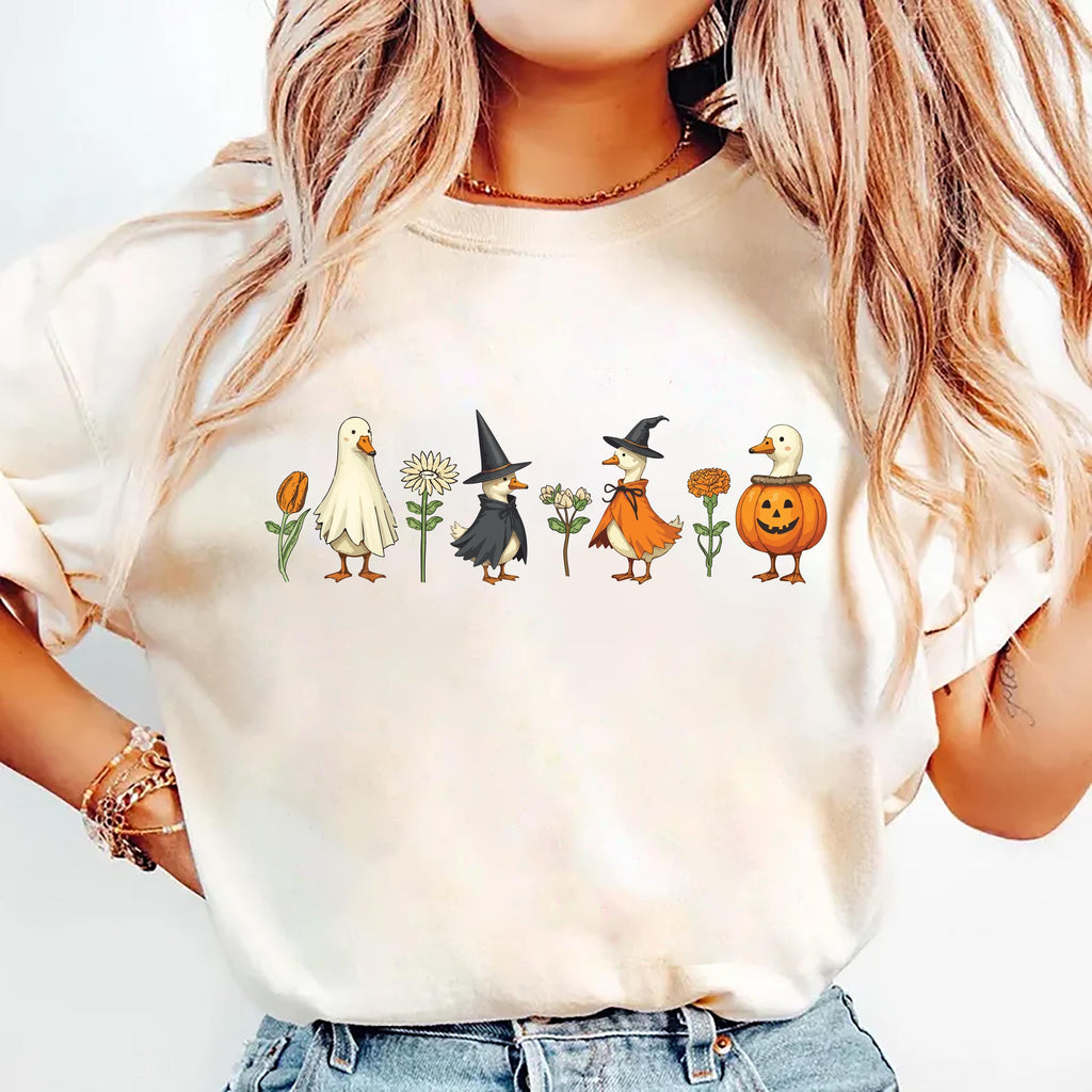 Halloween Goose Shirt, Cute Fall Pumpkin Witch Goose Tee