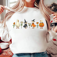 Halloween Goose Sweatshirt, Cute Fall Pumpkin Witch Goose Tee