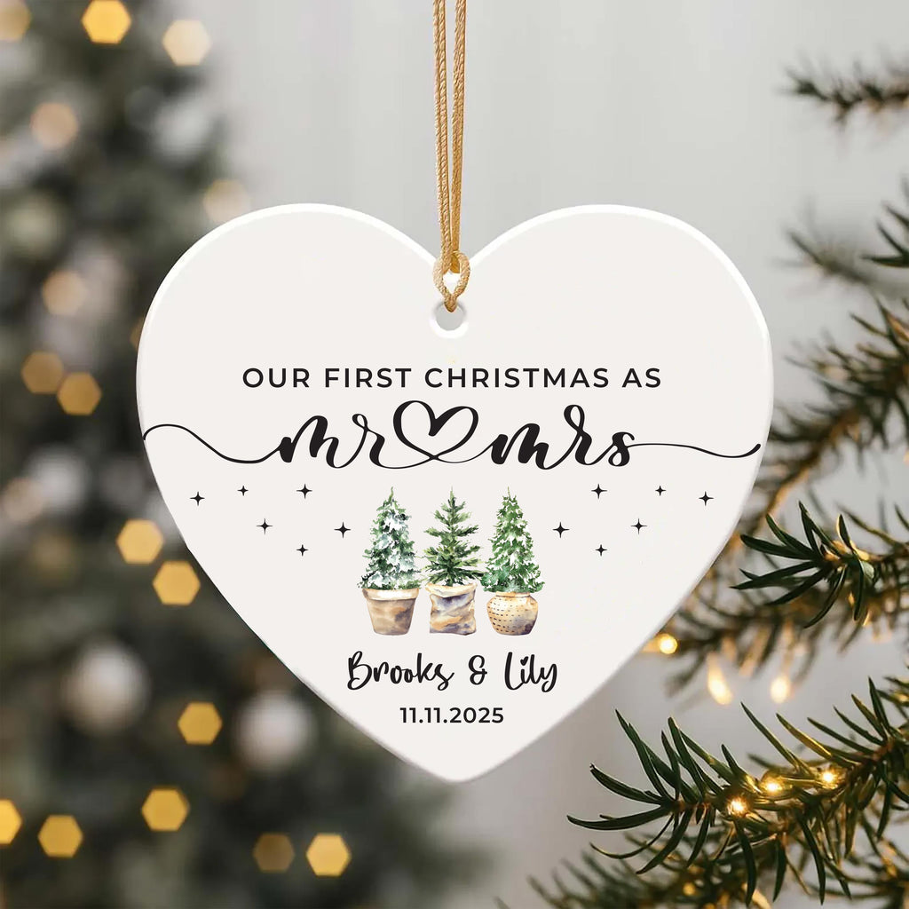 Mr and Mrs Ornament, Personalized First Christmas Married Ornament, Our 1st Christmas as Mr & Mrs Keepsake, Wedding Gift, Housewarming Idea