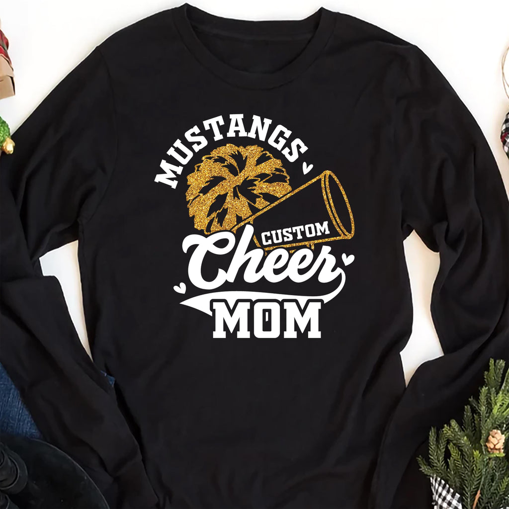 Cheer Mom Long Sleeve Shirt, Custom Cheer Shirt, Unisex Custom Name Tee
