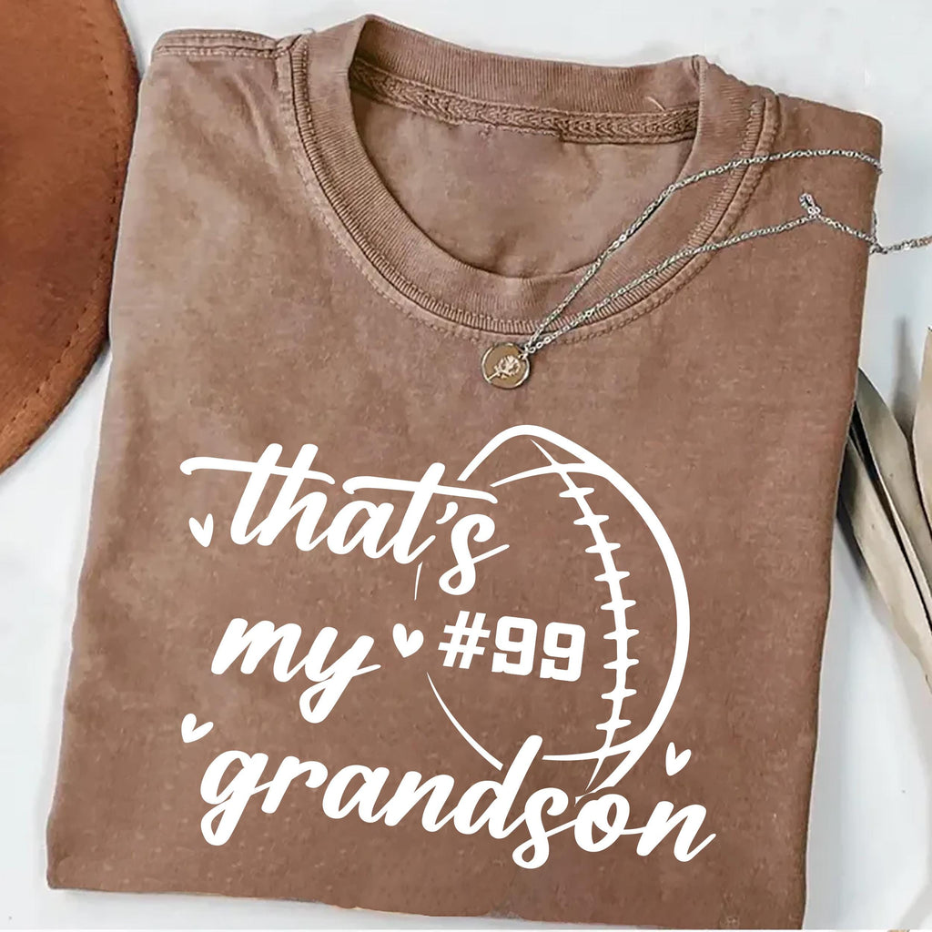 Custom Football Shirt, That’s My Grandson Gift for Grandma Shirt, Personalized Football Season Grandma Tee