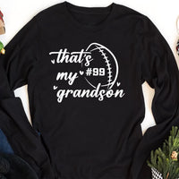 Custom Football Long Sleeve Shirt, That’s My Grandson Gift for Grandma Shirt, Personalized Football Season Grandma Tee