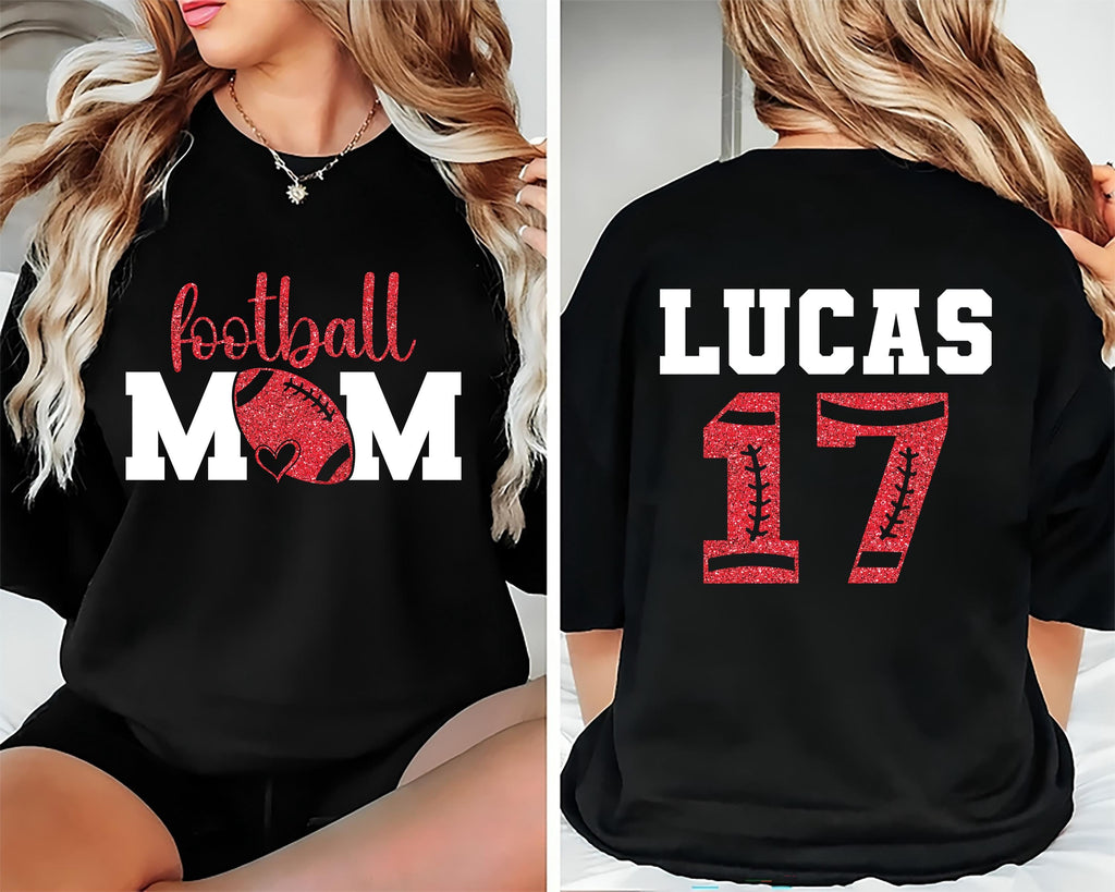 Custom Football Mom Shirt, Name and Number Football Shirt, Personalized Football Mom Tee, Front Back