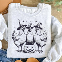 Chicken Witches Funny Halloween Sweatshirt, Vintage Chicken Witch Sweatshirt