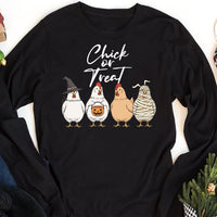 Chick Or Treat Long Sleeve Shirt, Halloween Chicken Tee, Funny Fall Shirt