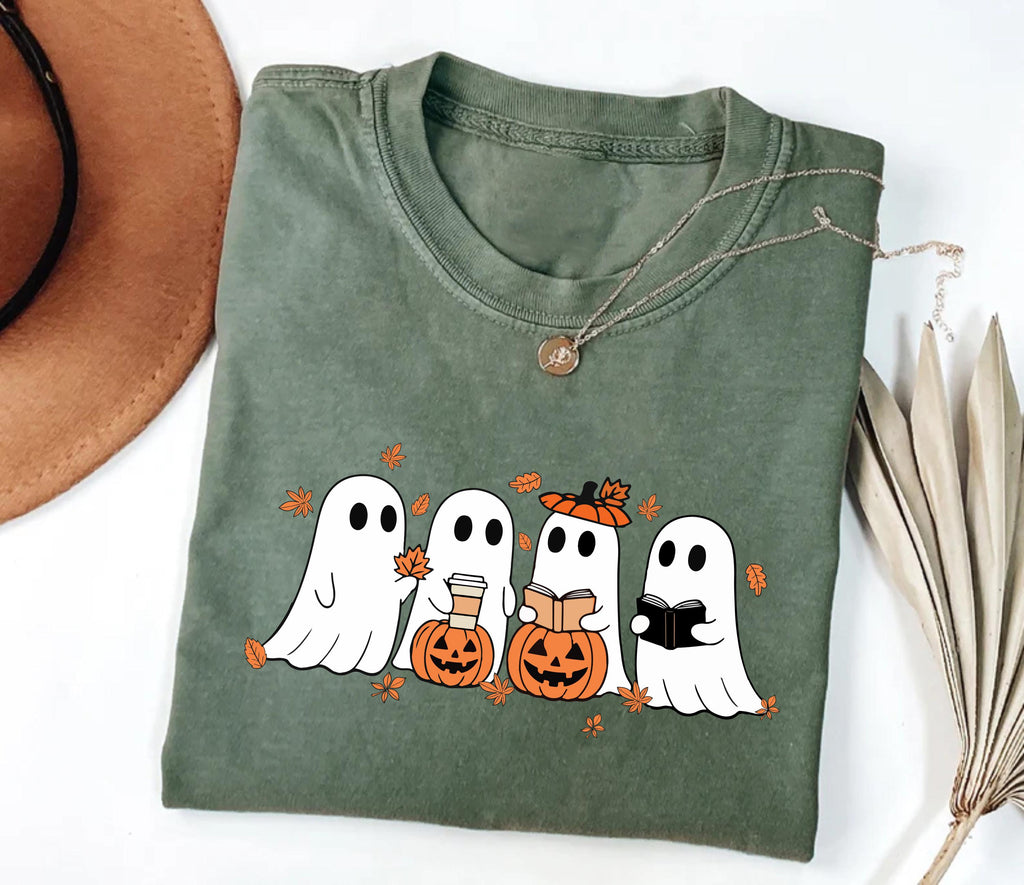 Fall Ghost Shirt, Floral Ghost Tee, Halloween Ghost Top, Flower Halloween Shirt