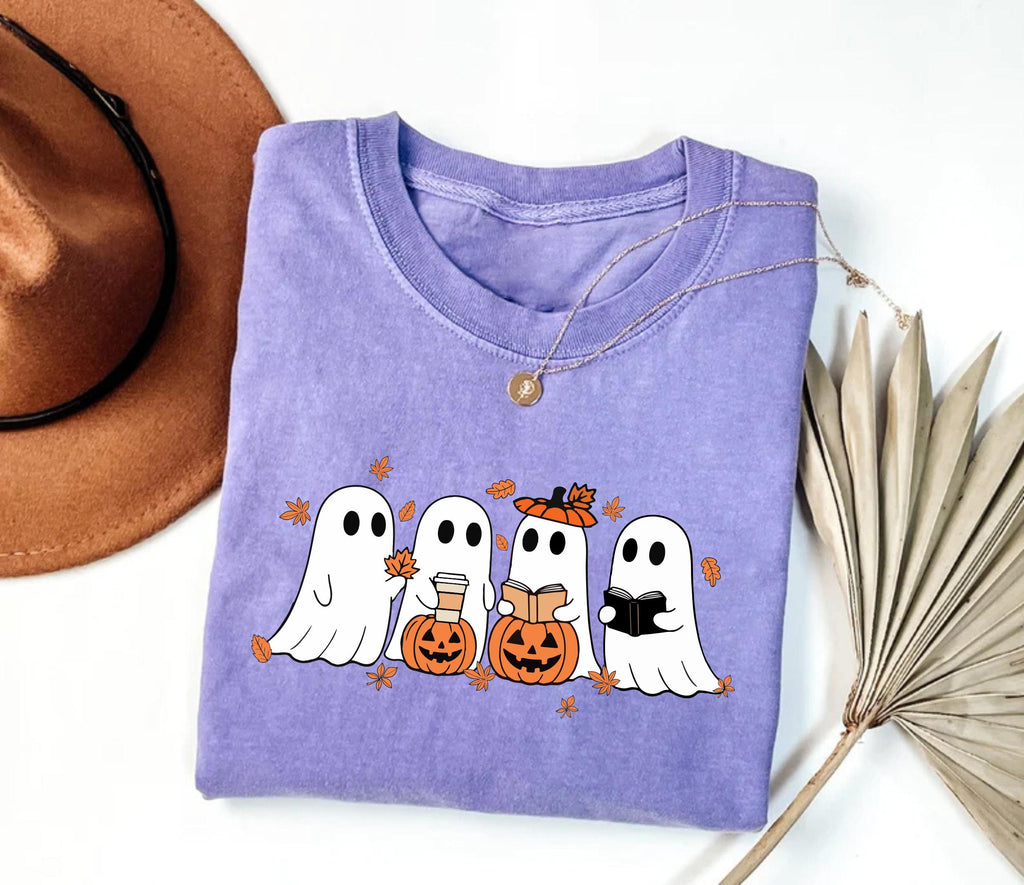 Fall Ghost Shirt, Floral Ghost Tee, Halloween Ghost Top, Flower Halloween Shirt