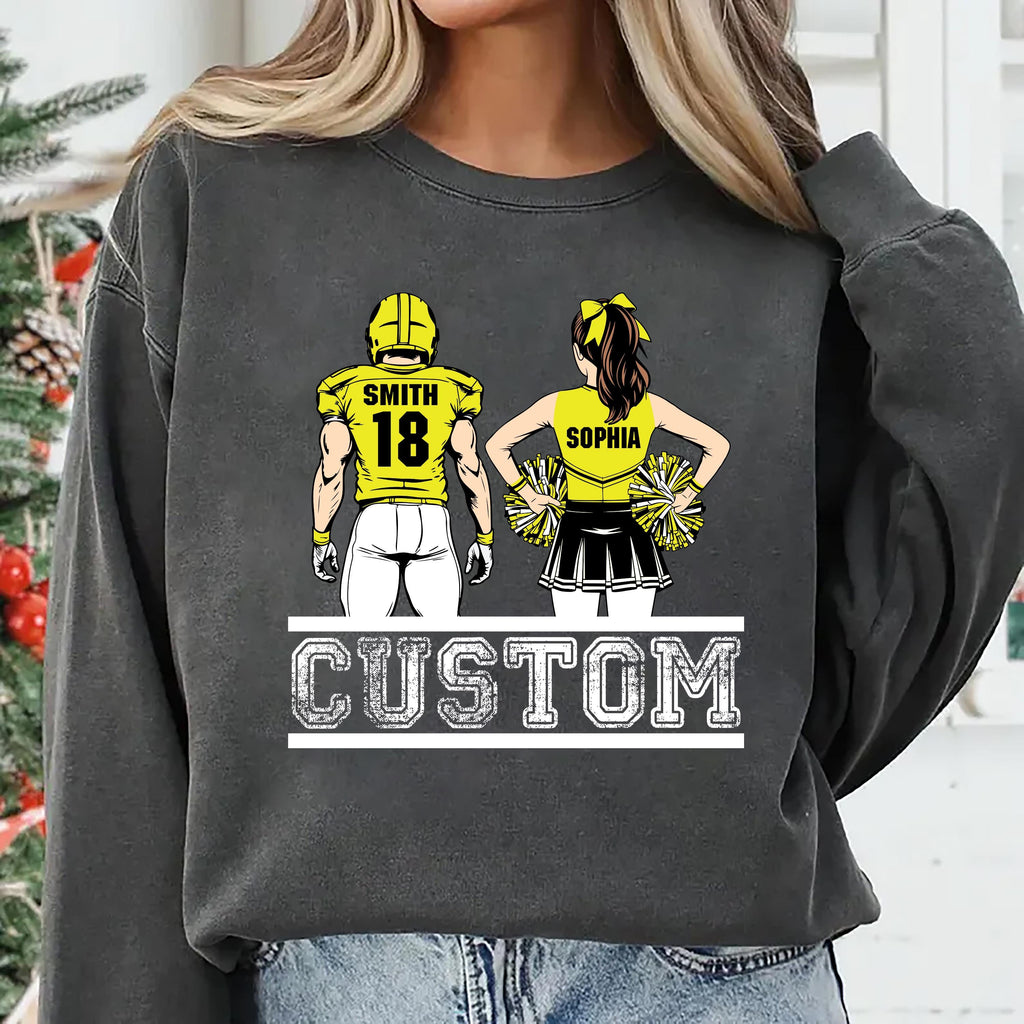 Cheer Football Sweatshirt, Football and Cheer Mom Shirt, Custom Football Player and Cheerleader Sweatshirt