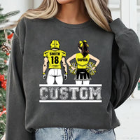 Cheer Football Sweatshirt, Football and Cheer Mom Shirt, Custom Football Player and Cheerleader Sweatshirt