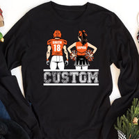 Cheer Football Long Sleeve Shirt, Football and Cheer Mom Shirt, Custom Football Player and Cheerleader Tee