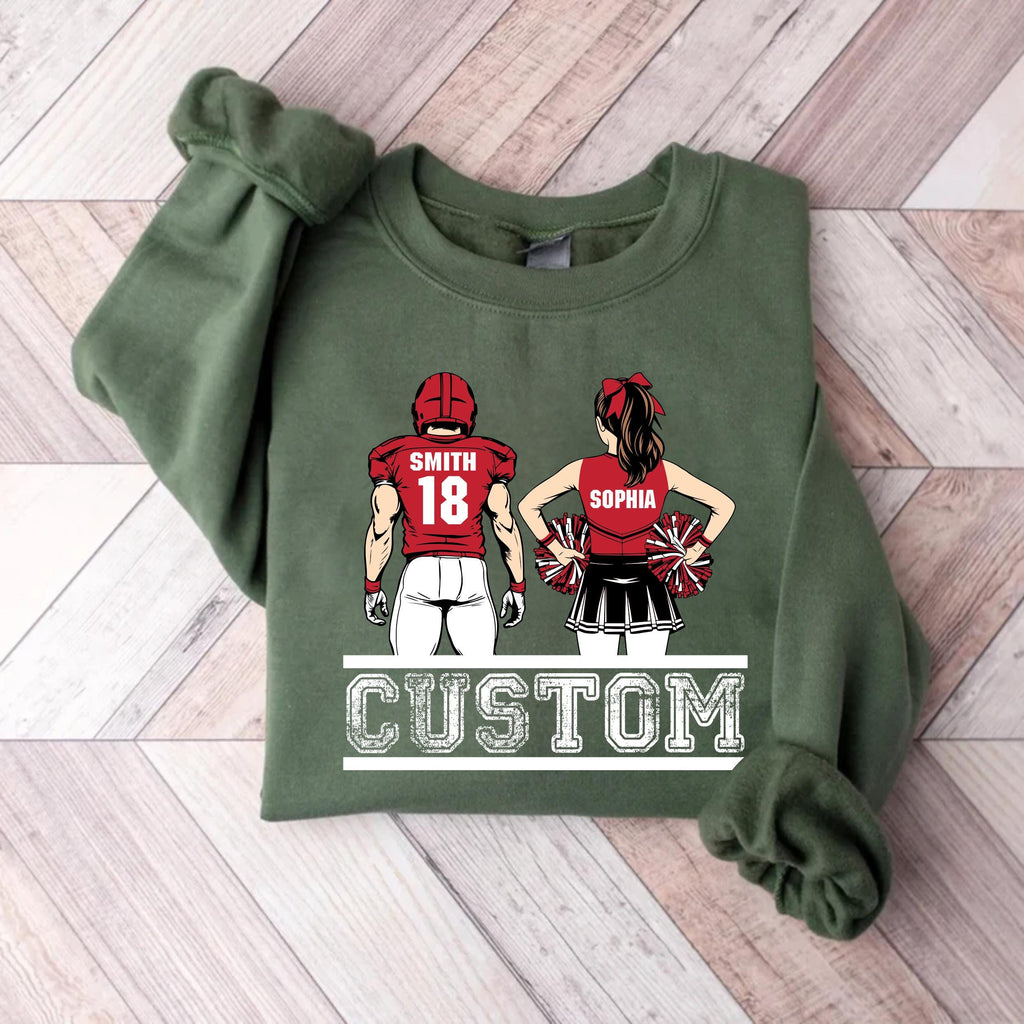 Cheer Football Sweatshirt, Football and Cheer Mom Shirt, Custom Football Player and Cheerleader Sweatshirt
