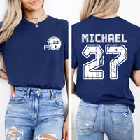 Custom Team Name and Number Football Shirt, Personalized Football Jersey Shirt, Custom Football Tee, School Varsity Team Tee, Front Back