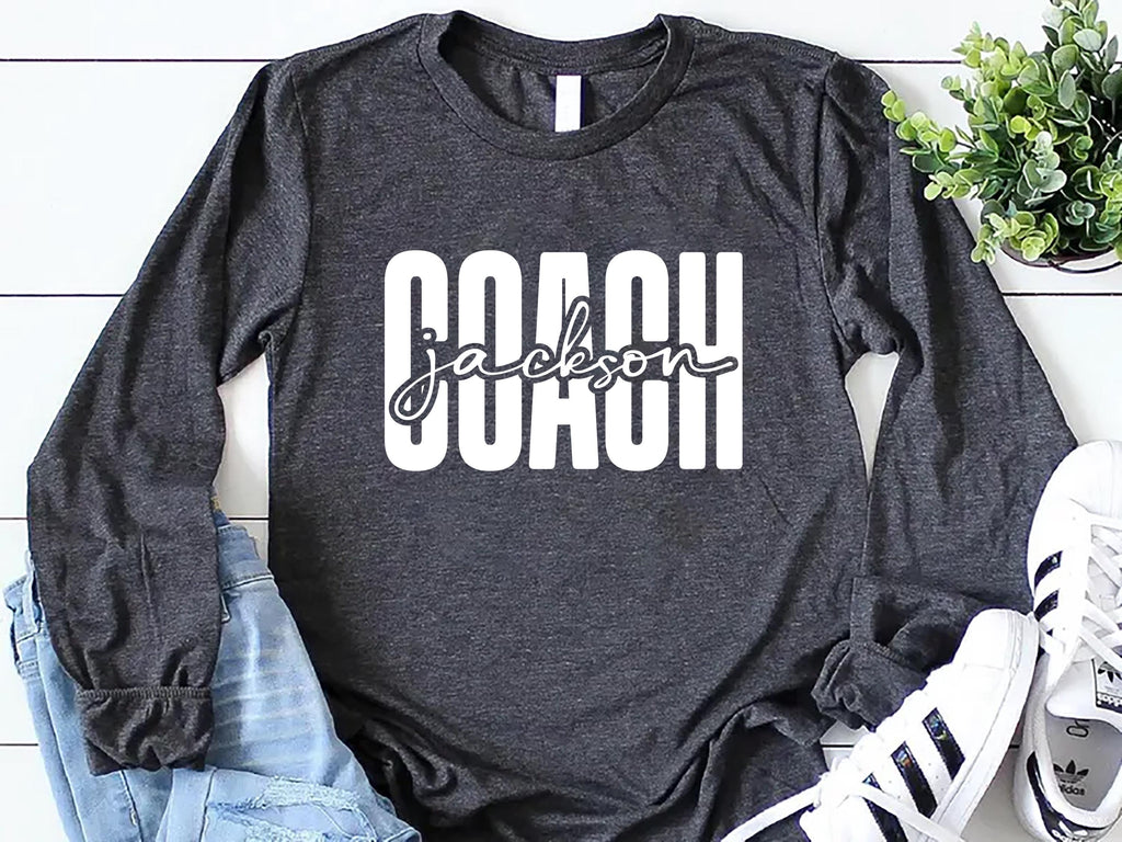 Personalized Coach Long Sleeve Shirt, Custom Coach Gift Shirt, Cheer Coach Tee
