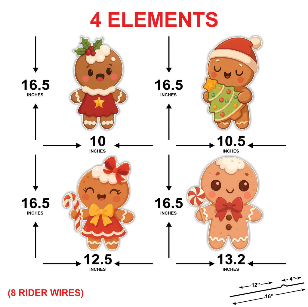 Merry Christmas Yard Sign, Gingerbread Man Cute Lawn Decoration with Stakes, Outdoor Winter Holiday Party Garden Patio Porch Walkway Décor