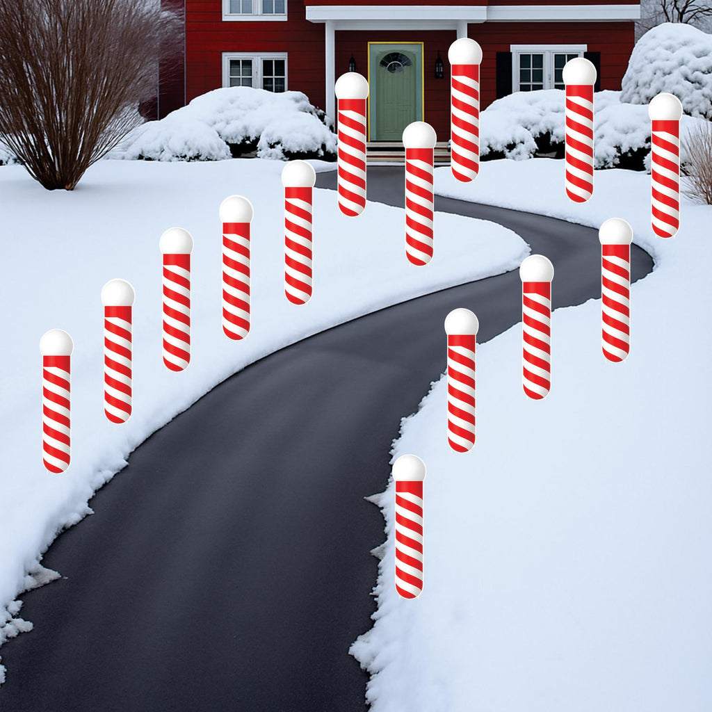 Candy Cane Christmas Yard Signs, Peppermint Lawn Decorations with Stakes, Outdoor Holiday Garden Pathway Patio Winter Xmas Décor