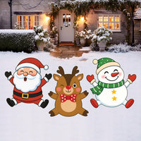 Santa Reindeer Snowman Yard Signs, Cute Christmas Lawn Decorations with Stakes, Waterproof Outdoor Holiday Garden Patio Pathway Décor