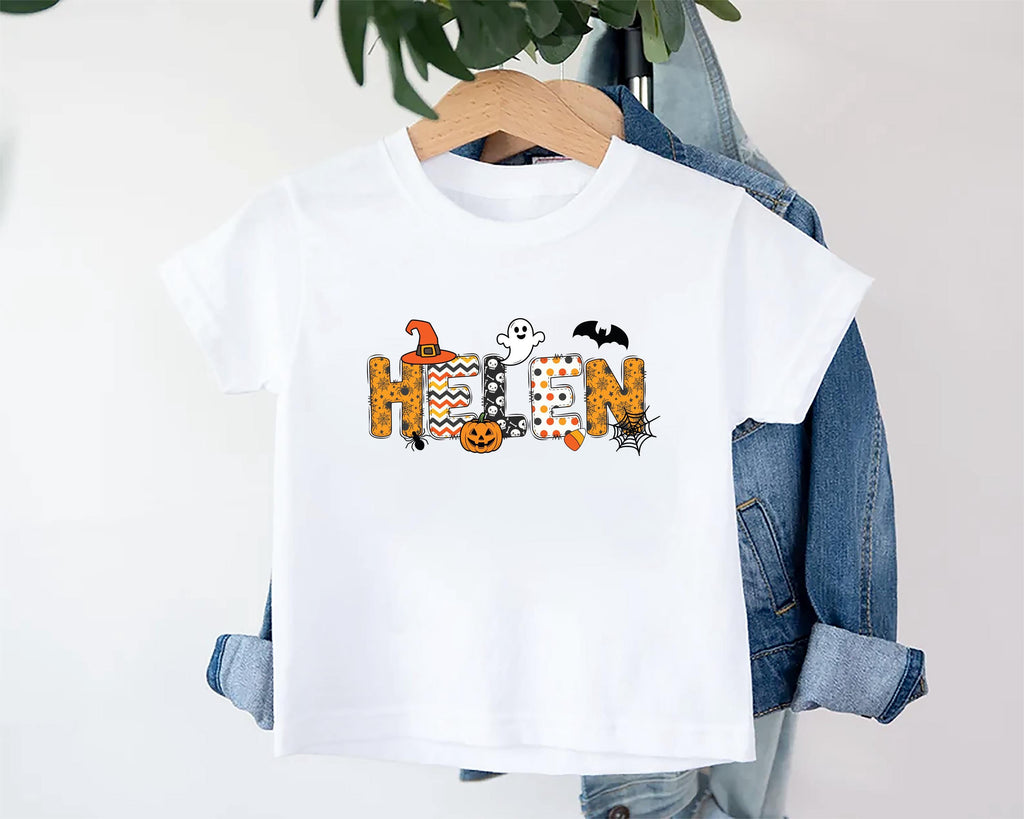 Custom Kids Halloween Name Shirt, Toddler Spooky Shirt, Personalized Kindergarten Halloween Shirt With Name Tee, Unisex Spooky Toddler Shirt