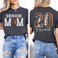 Custom Senior Football Mom Shirt, Personalized Team Spirit Tee With Kids Name and Number, Two Sided