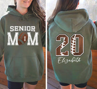 Custom Senior Football Mom Shirt, Personalized Team Spirit Tee With Kids Name and Number, Two Sided