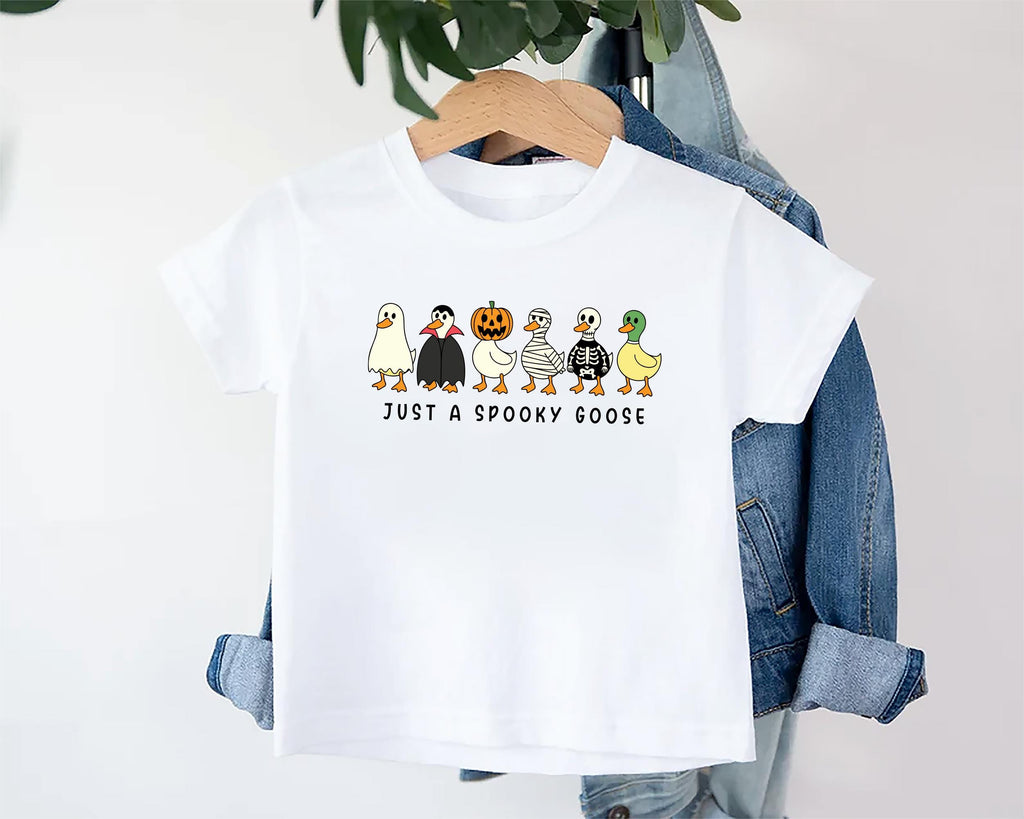 Halloween Goose Toddler Shirt, Just A Spooky Goose Infant Shirt, Funny Halloween Kids Tee