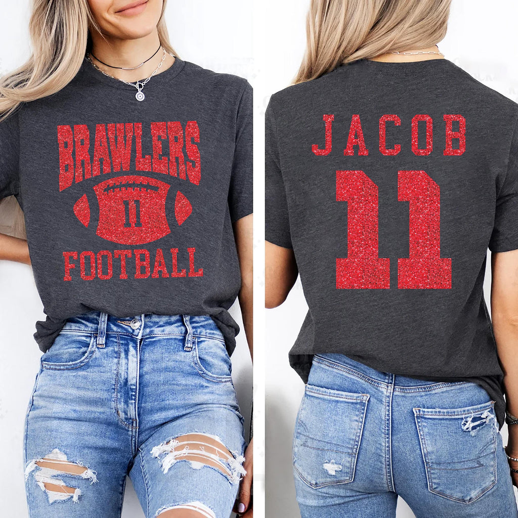 Custom Football Mascot Shirt, Personalized Team Spirit Tee, Football Mom Shirt, Two Sided
