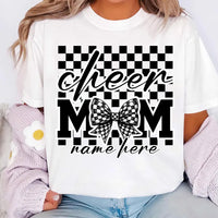 Checkered Coquette Cheer Mom Shirt, Competition Day Shirt, Cheerleading Mama Tee