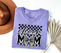 Checkered Coquette Cheer Mom Shirt, Competition Day Shirt, Cheerleading Mama Tee
