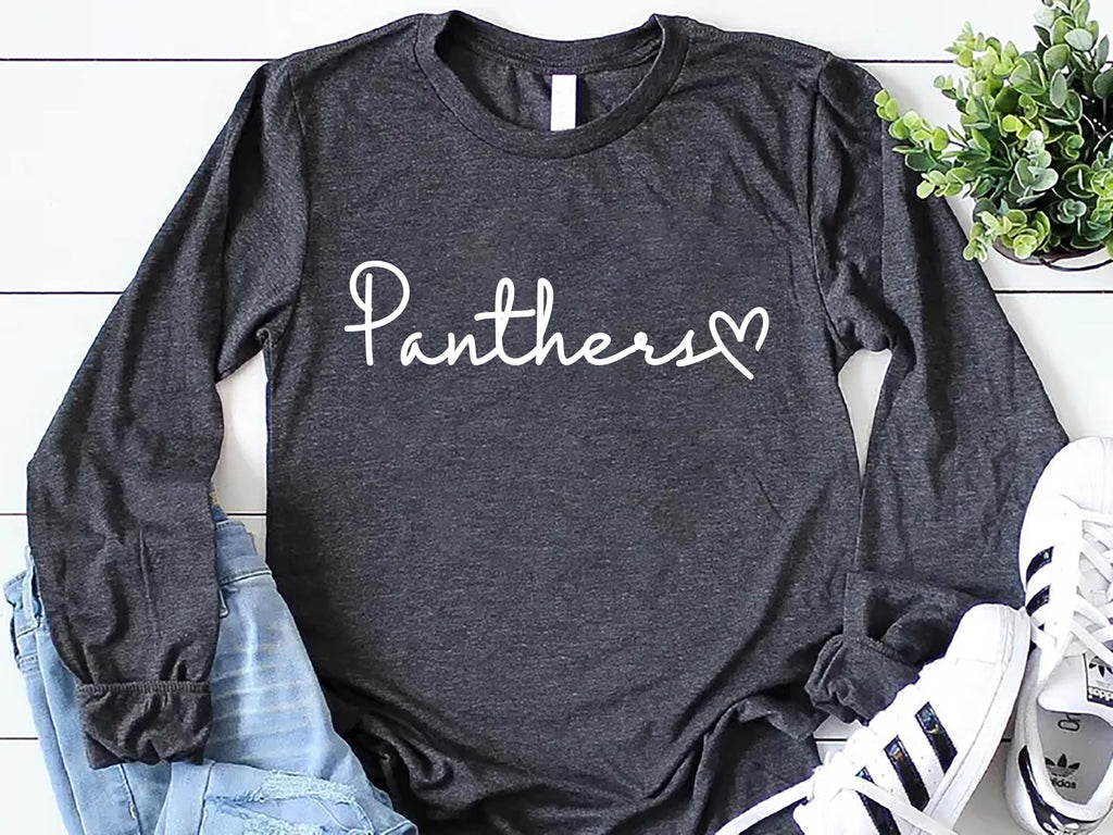 Custom Team Name with Heart Long Sleeve Shirt, School Spirit Wear Graphic Shirt, Personalized Football Team Tee
