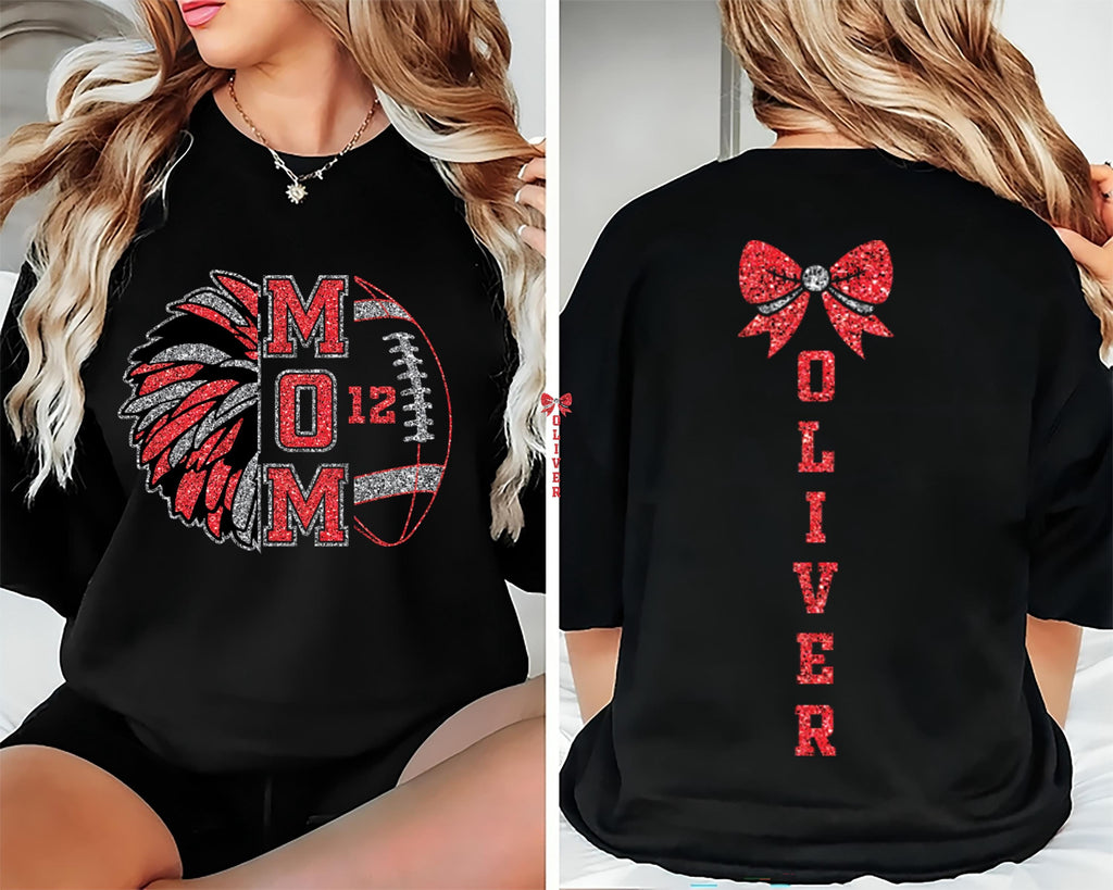 Cheer and Football Mom Shirt, Football and Cheer Mom Shirt, Game Day Tee, Front Back