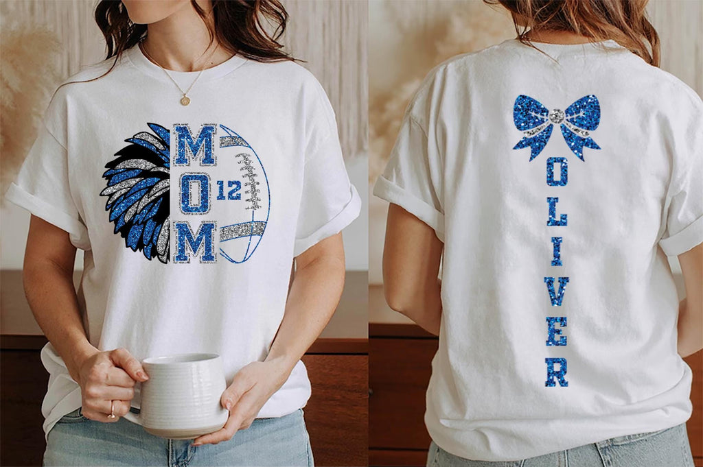 Cheer and Football Mom Shirt, Football and Cheer Mom Shirt, Game Day Tee, Front Back