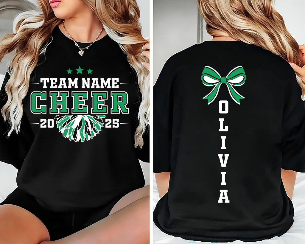 Personalized Cheer Team Name Shirt, Custom Cheerleader Gift Shirt, Cheer Mom with Name Tee, Front Back
