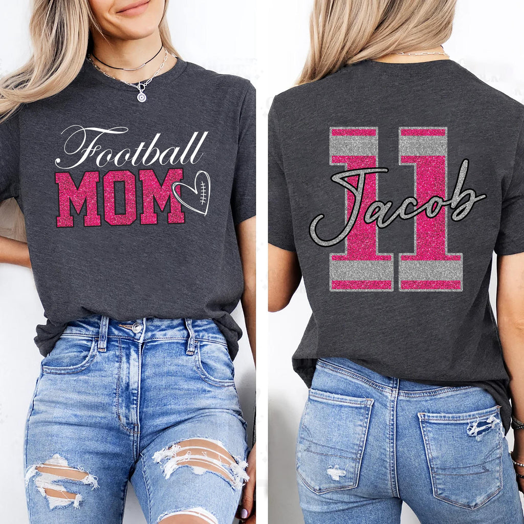 Custom Football Mom Shirt, Football Mama Shirt, Football Tee for Women, Front Back