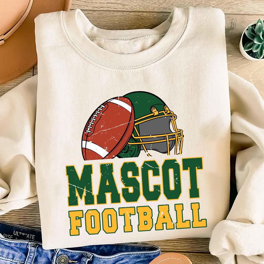 Custom Mascot Football Sweatshirt, Personalized Mascot and Colors Shirt, School Spirit Football Sweatshirt
