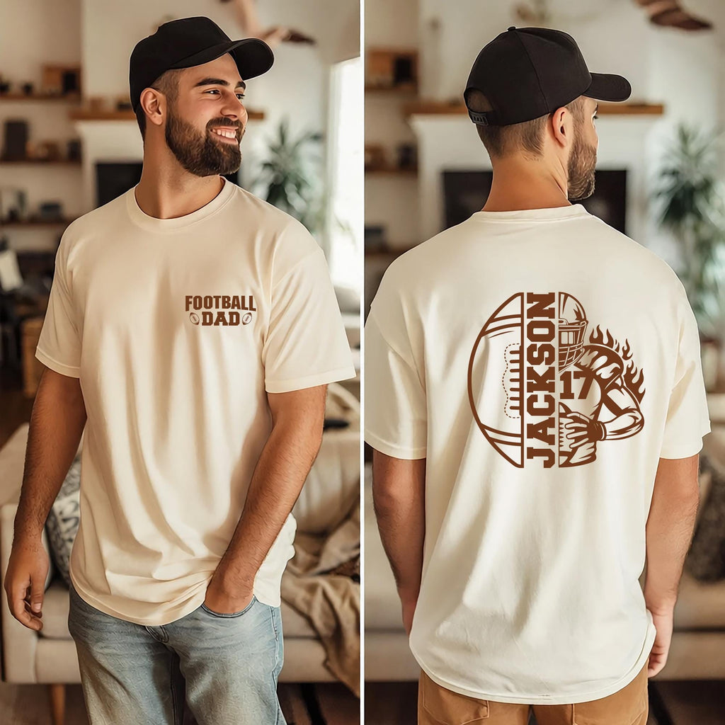 Personalized Football Dad Shirt, Custom Name and Number Football Shirt, Game Day Dad Tee, Front Back