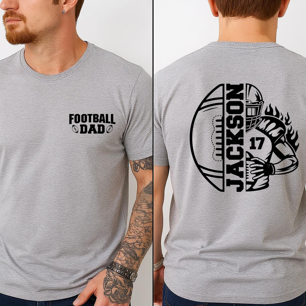 Personalized Football Dad Shirt, Custom Name and Number Football Shirt, Game Day Dad Tee, Front Back