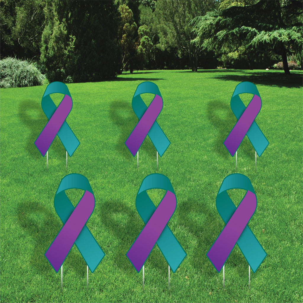 Awareness Yard Signs, Ribbon Lawn Decorations with Metal Stakes, Waterproof Health Awareness Outdoor Garden Patio Church Event Décor