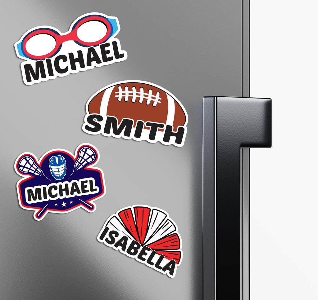 Personalized Sports Locker Magnet, Custom Name School Magnet, Football, Baseball, Soccer, Basketball, Cheer, Softball Team Player Magnet