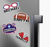 Personalized Sports Locker Magnet, Custom Name School Magnet, Football, Baseball, Soccer, Basketball, Cheer, Softball Team Player Magnet