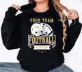 Custom Football Hoodie, Helmet and Ball Sports Shirt, Player Number Name Hoodie