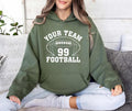 Custom Football Team Name and Number Hoodie, Personalized Game Day Football Shirt, Football Mascot Hoodie