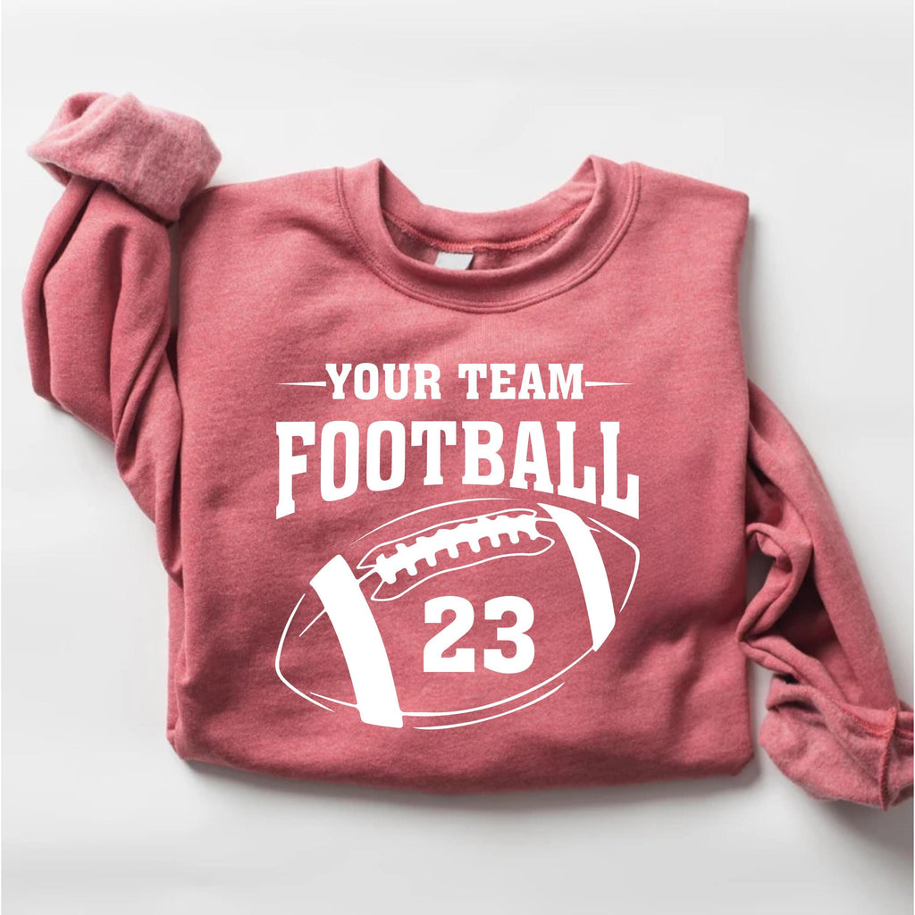 Custom Football Team Name and Number Sweatshirt, Personalized Game Day Football Shirt, Football Mascot Sweatshirt