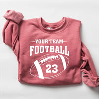 Custom Football Team Name and Number Sweatshirt, Personalized Game Day Football Shirt, Football Mascot Sweatshirt