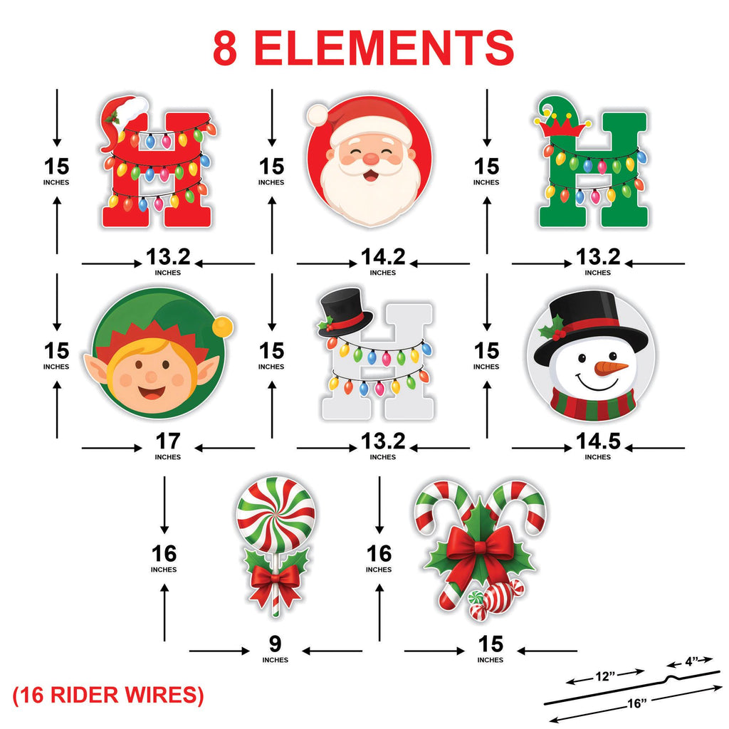 Ho Ho Ho Christmas Yard Signs, Santa Elf Snowman Lawn Decorations with Stakes, Outdoor Holiday Garden Patio Pathway Merry Xmas Décor